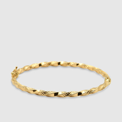 Pulsera Tallada Oro 18K Rígida
