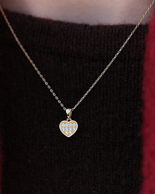 Gargantilla Corazon Dorado Plata 925 & Circonitas Baño Oro