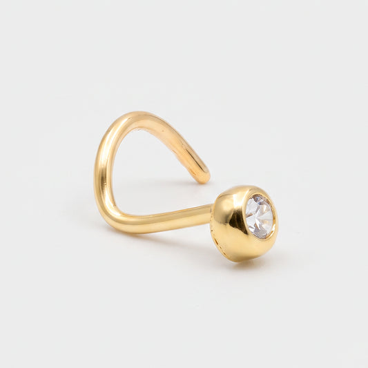 18K Gold Nostril Piercing with Zirconia