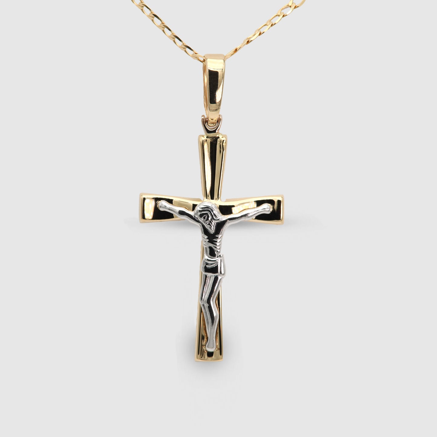 Colgante Cruz de Cristo bicolor Oro 18K