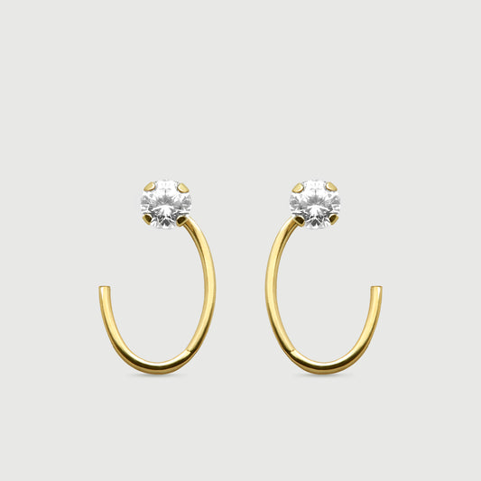 Pendientes Halo Oro 18K con circonita