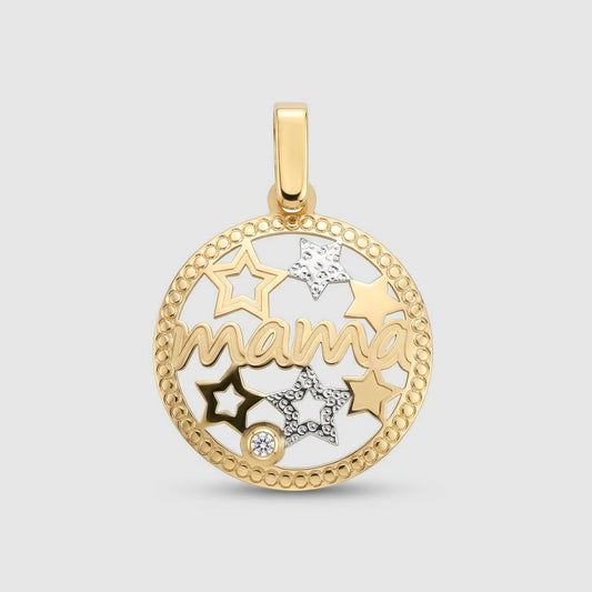 Colgante Mama & Estrellas Oro 18K
