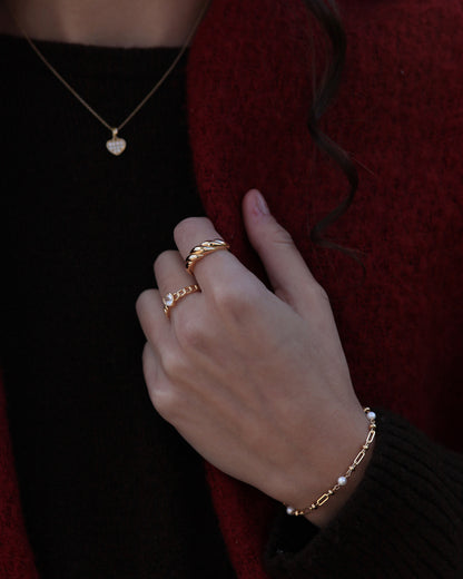 Pulsera `Pearl Bows´ Plata dorada perla