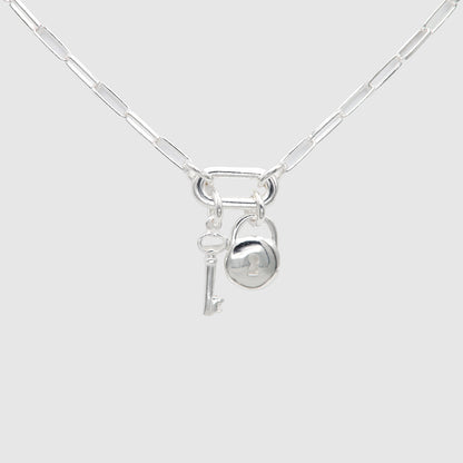 Key &amp; padlock choker 925 Silver