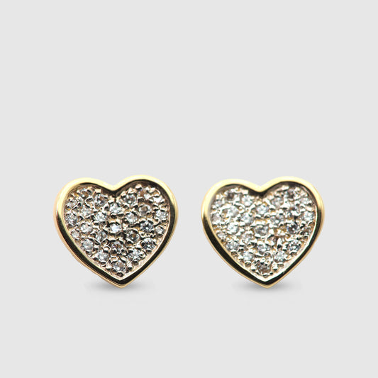 Pendientes Corazones circonitas Oro 18 K