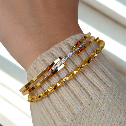 Pulsera doble tira rígida Oro 18K