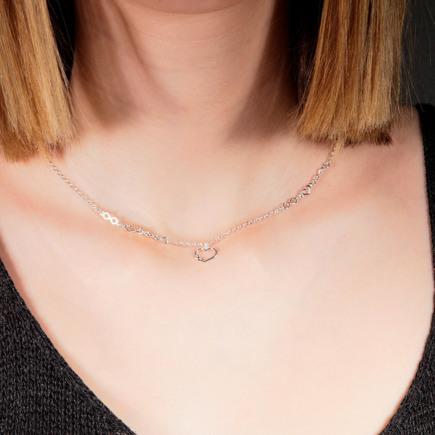 Heart choker with infinity 925 Silver