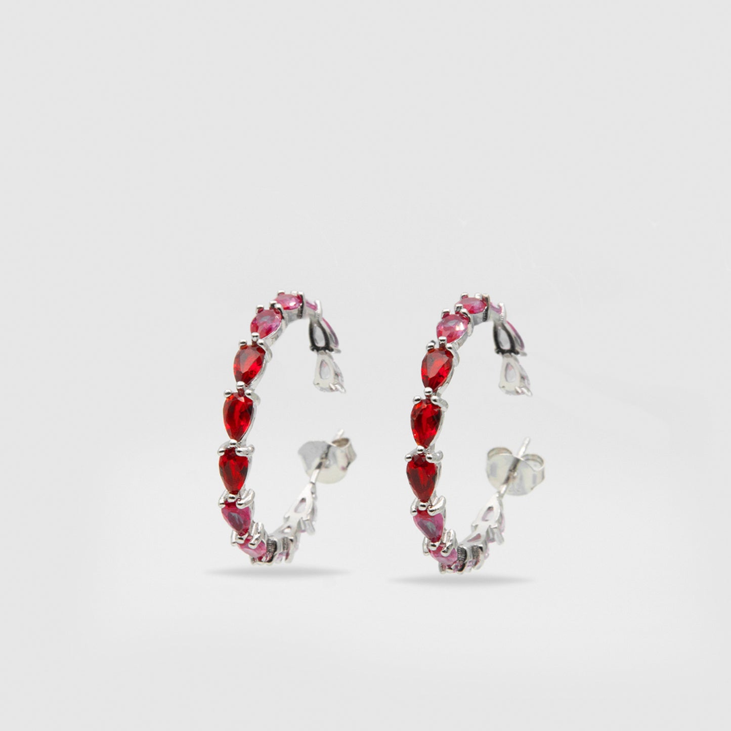 925 Silver hoop earrings with colored stone