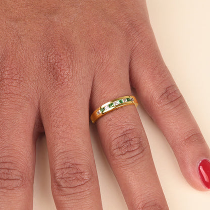 Anillo Oro 18K circonitas & esmeraldas