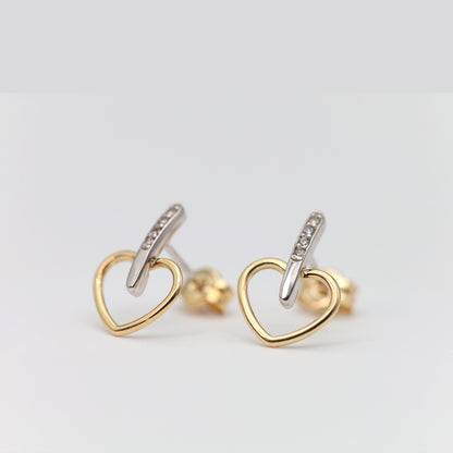 Pendientes corazones Oro 18K & Circonitas