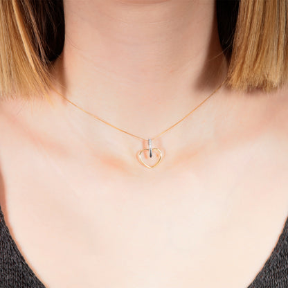 18K Gold Zircon Heart Choker