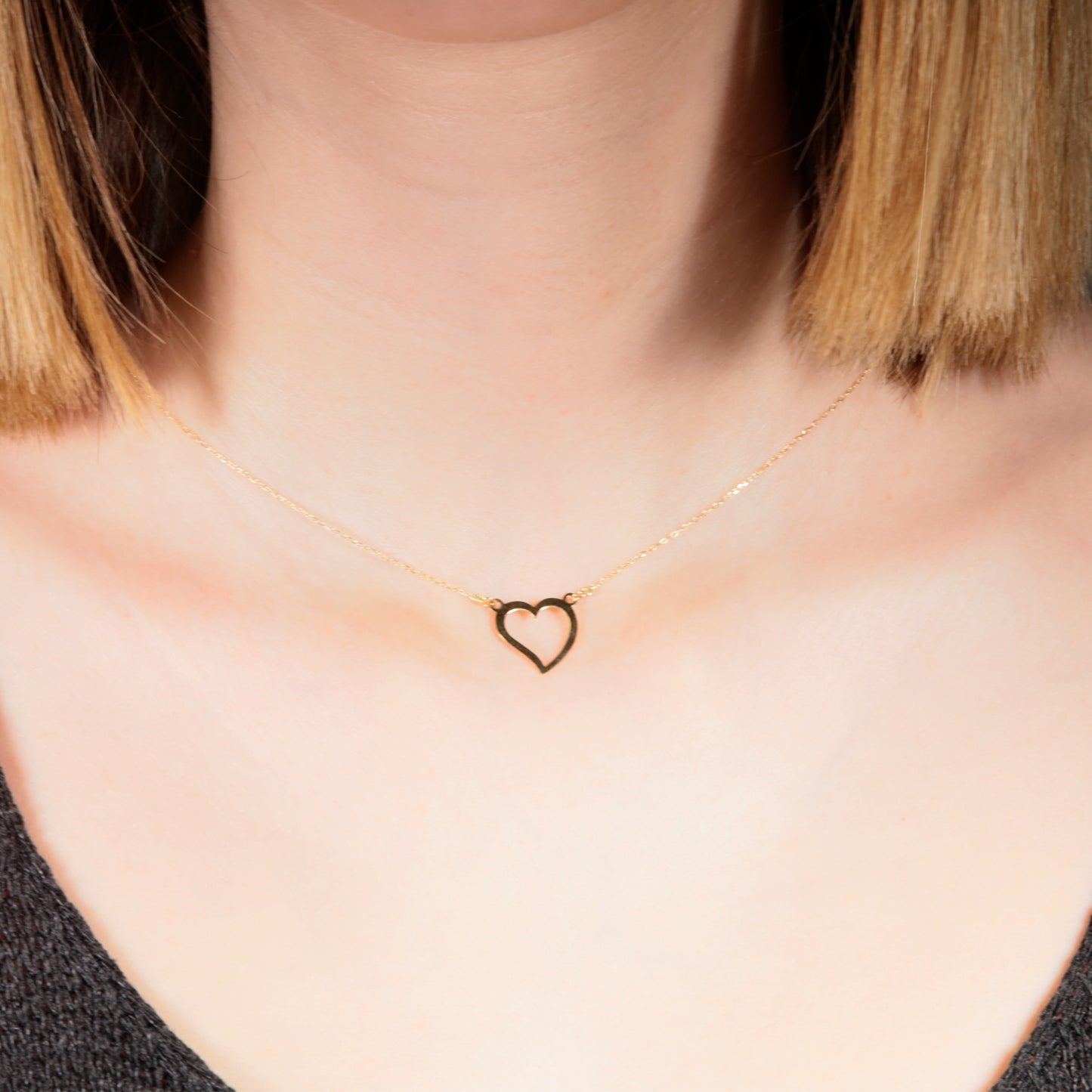 18K Gold Heart Choker